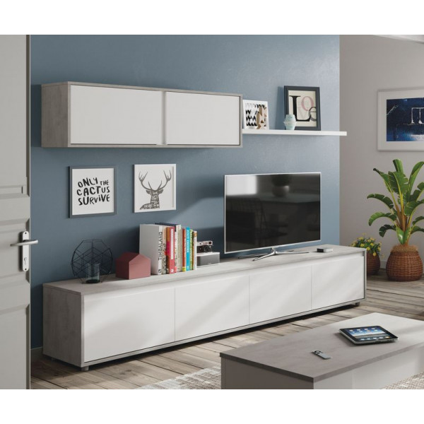Mueble de salón TV Home cemento / blanco artik