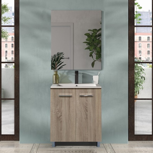 Conjunto mueble de lavabo Smart a suelo roble cambrian 60 cm